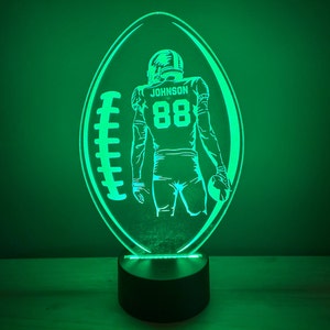 Football Player Night Light, Large, Personalized, 16 Colors with Remote Control, football gift, football player gift, custom LED light