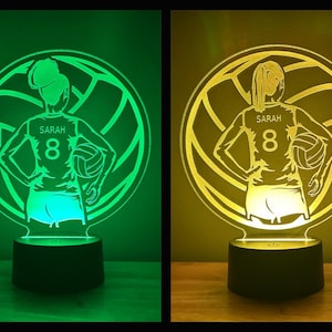 Girls Volleyball Player Night Light, Large, Personalized, 16 Colors with Remote Control, Custom Volleyball Gifts, LED night light
