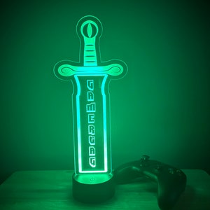 Personalized LED Gamer Tag Light, Sword Design, Color Changing with Remote, Custom Twitch, Youtube Channel, Vlogger Gifts, Game Room Decor
