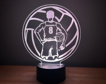 Boys Volleyball Player LED Night Light, Large, Personalized, Color Changing, 16 Colors with Remote Control, Custom Volleyball Gift