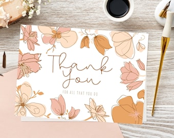 Floral Printable Thank You Card (digital Download) - Etsy