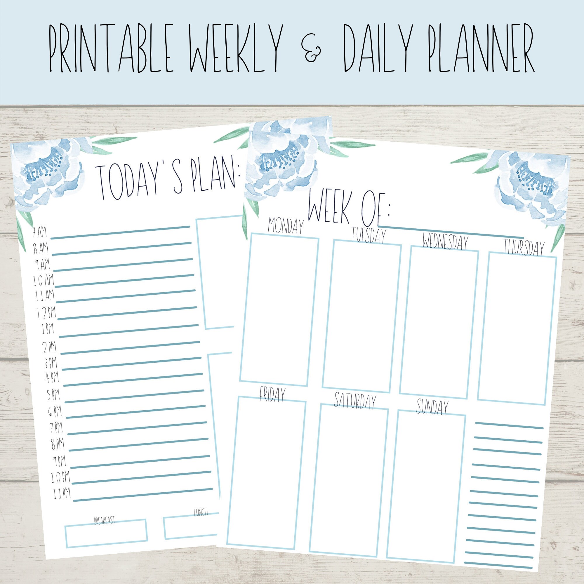 printable weekly and daily planner digital download digital etsy
