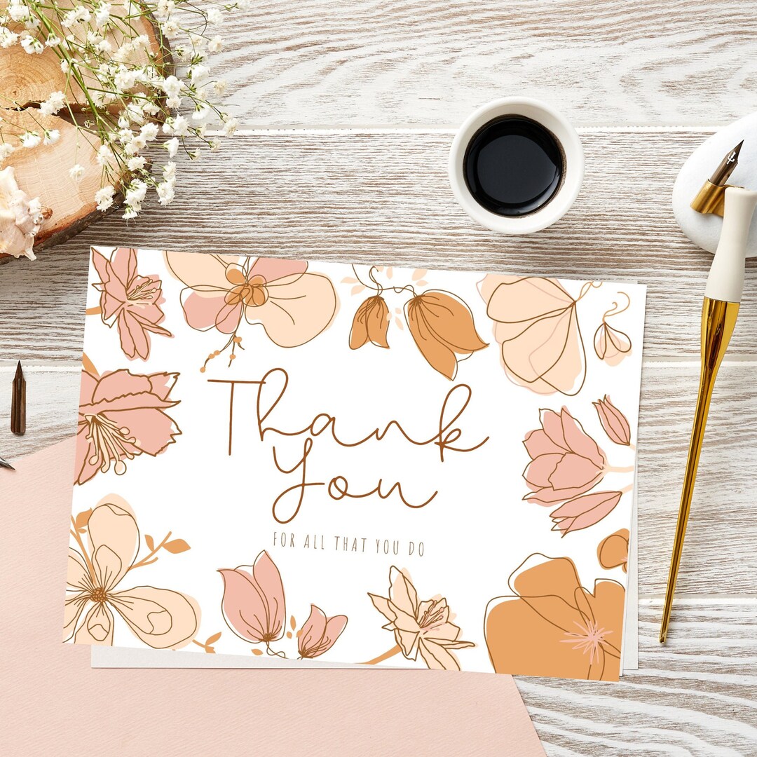 Printable Thank You Card, Digital Thank You Card, Digital Download Etsy