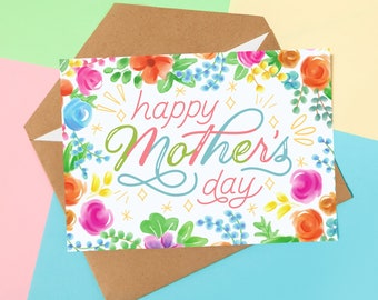 Floral Mother's Day Card, Printable 7x5, Foldable Options (Digital Download)