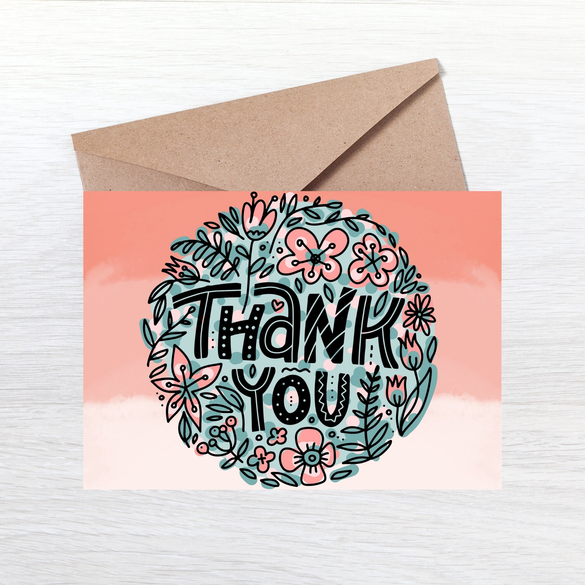 Printable Thank You Card Digital Thank You Card Digital Etsy