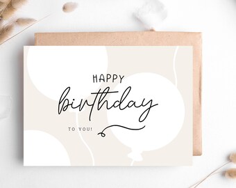 Printable Birthday Cards, Instant Download, Happy Birthday Greeting ...