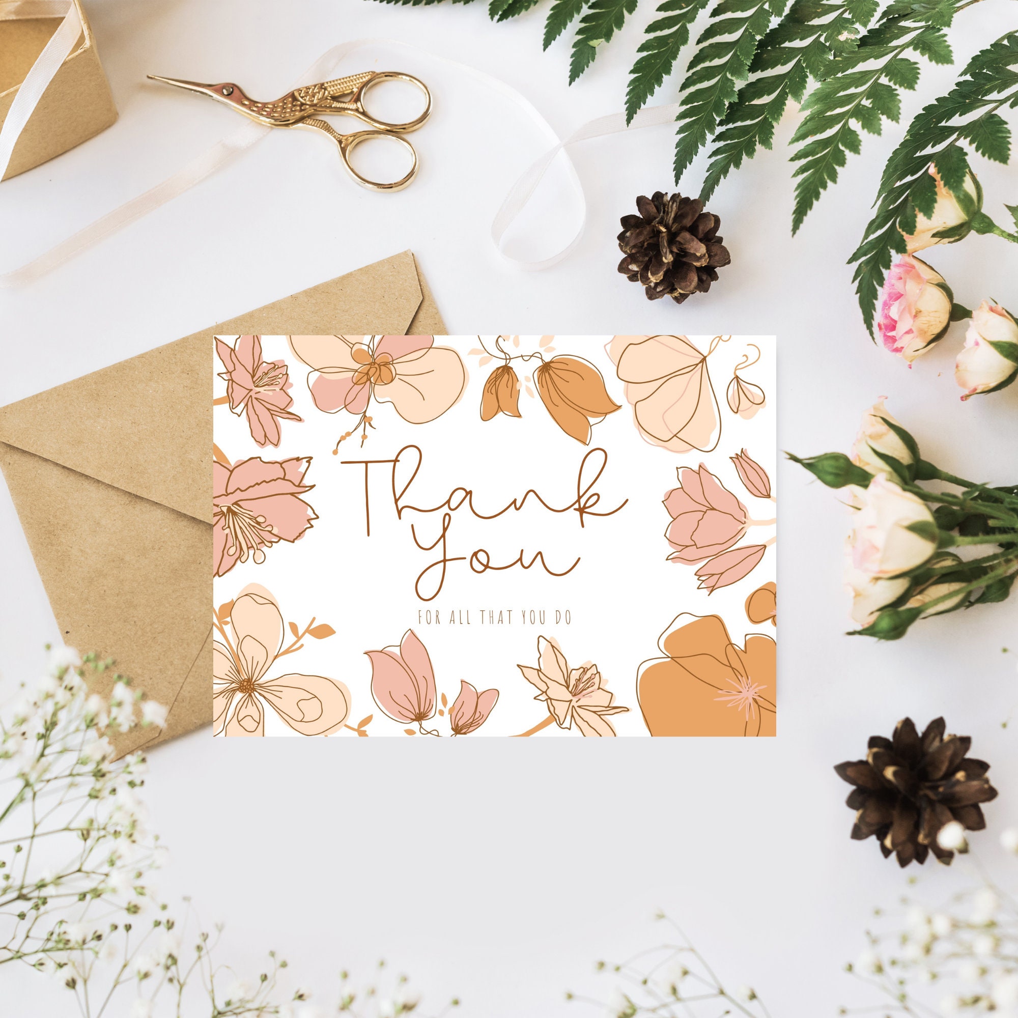 Printable Thank You Card Digital Thank You Card Digital Etsy