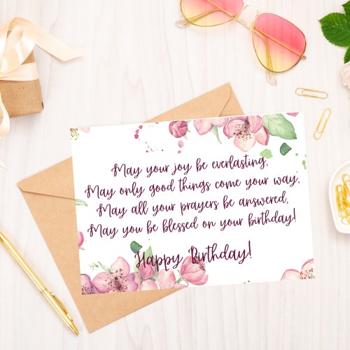 Printable Birthday Card Happy Birthday Flower Wreath Etsy