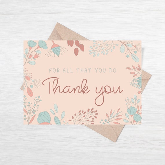 Printable Thank You Card, Digital Thank You Card, Digital Download