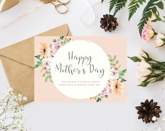 Floral Mother's Day Card, Printable 7x5, Foldable Card (Digital Download)
