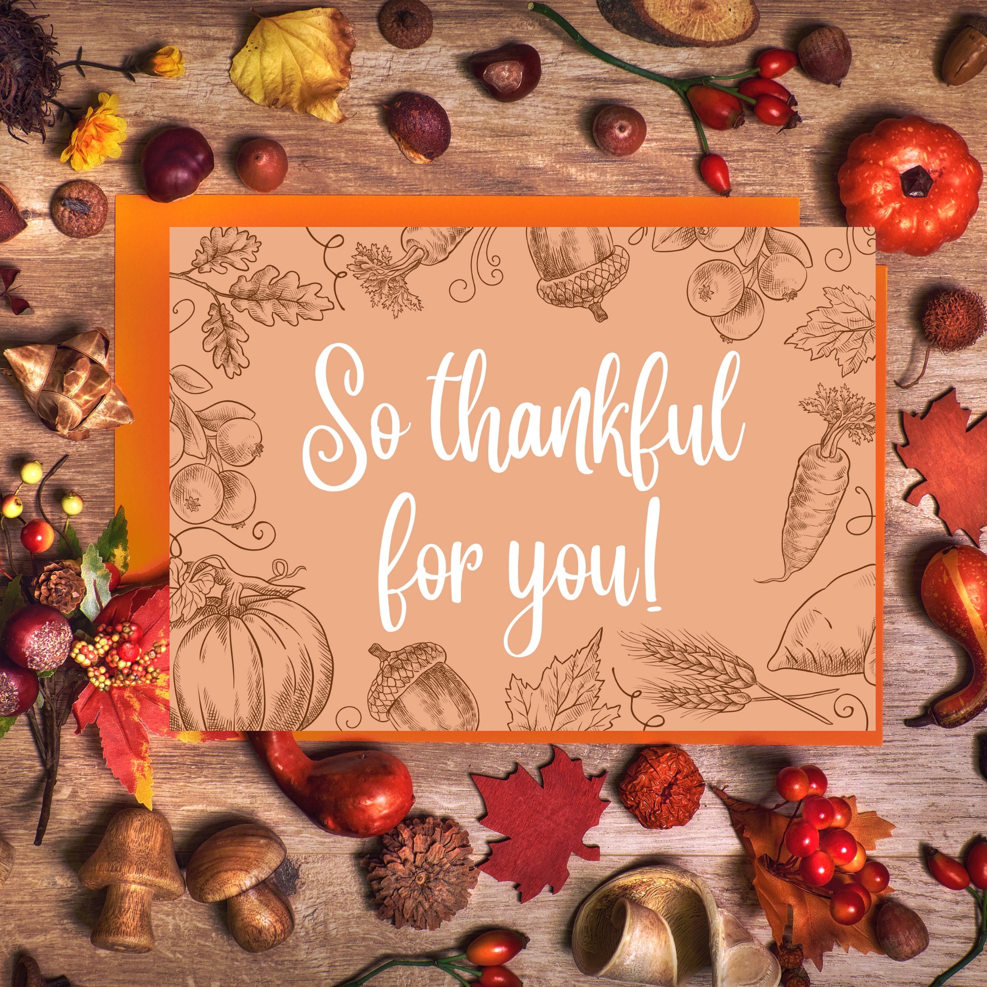 Printable Thank You Card Digital Card Printable Card Fall Thank You