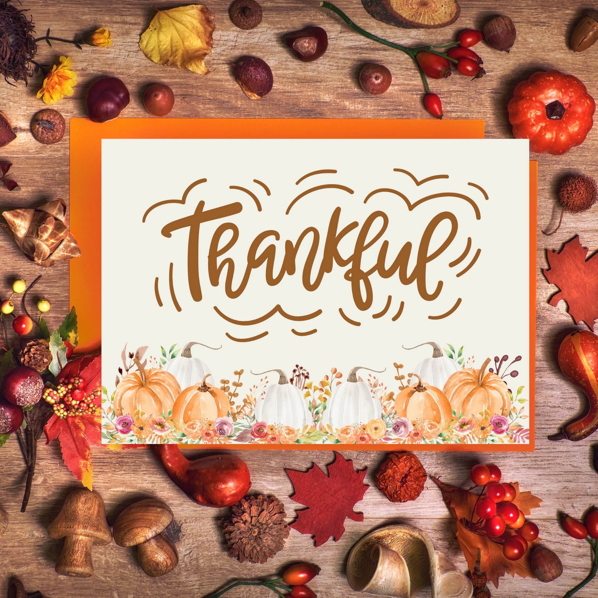 Printable Fall Thankful Card, Watercolor Pumpkins (digital Download) - Etsy
