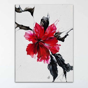 Fluid art Dutch pour painting on 3-D canvas // &quot;Holà!&quot; 50x60x4 cm