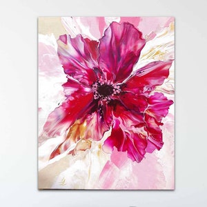 Fluid art Dutch pour painting &quot;Candy&quot;, deep edge canvas 50x60x4 cm with painted sides