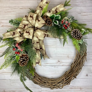 Christmas Wreath, Farmhouse Christmas Wreath, Rustic Christmas Wreath, Winter Wreath