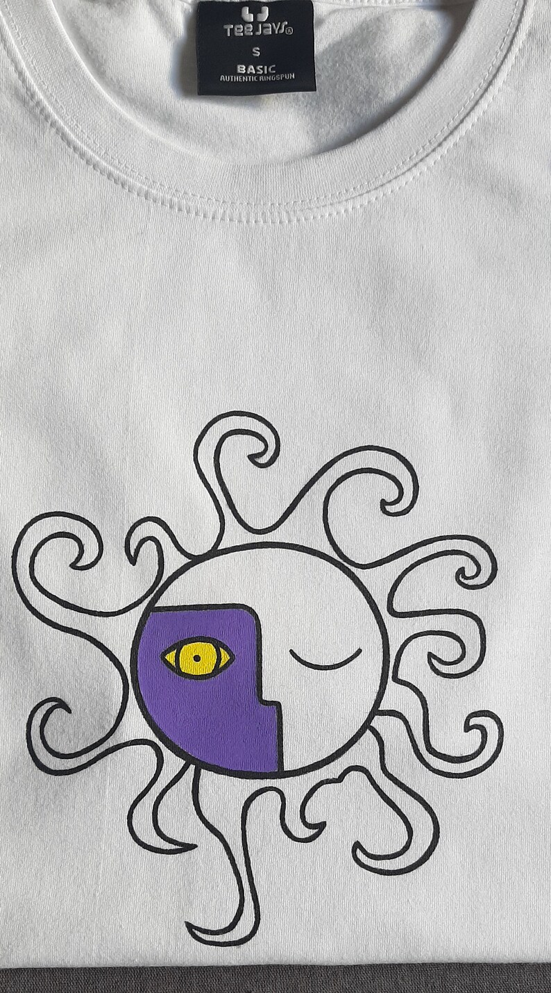 Hand-painted ancient sun and moon unisex t-shirt tee