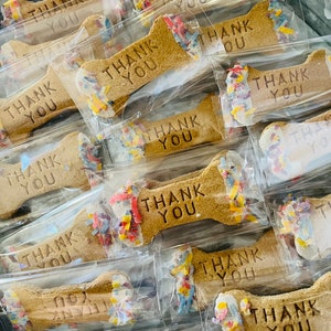 Personalized bones, frosted gourmet Dog treats, individually wrapped, custom bones, peanut butter, birthday dog treats, treat bar image 1