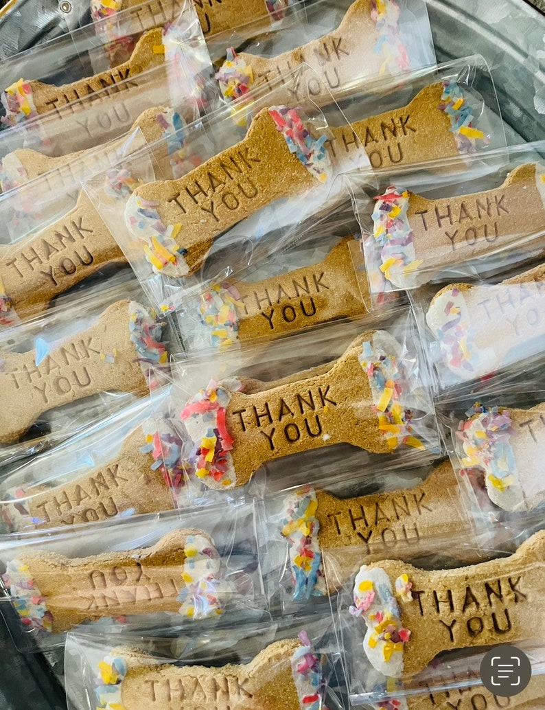 Personalized bones, frosted gourmet Dog treats, individually wrapped, custom bones, peanut butter, birthday dog treats, treat bar image 1