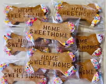 Dog treats, frosted treats,home sweet home bones, house warming, New puppy, Adopted, dog treats, welcome home, dog gifts, dog mom gifts