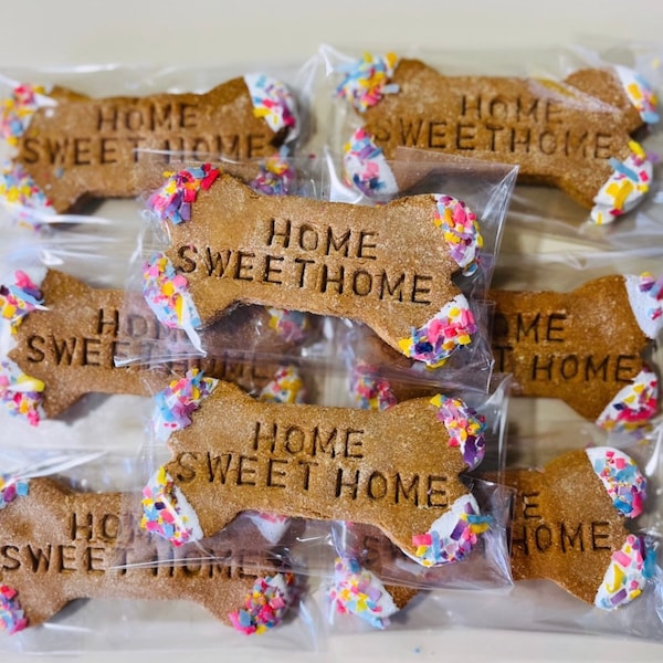 Dog treats, frosted treats,home sweet home bones, house warming, New puppy, Adopted, dog treats, welcome home, dog gifts, dog mom gifts