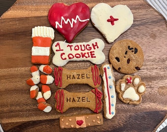 Dog treat box, 1 tough cookie, Get well soon, cookie treat box (care package, feel better, get well frosted treats, care package