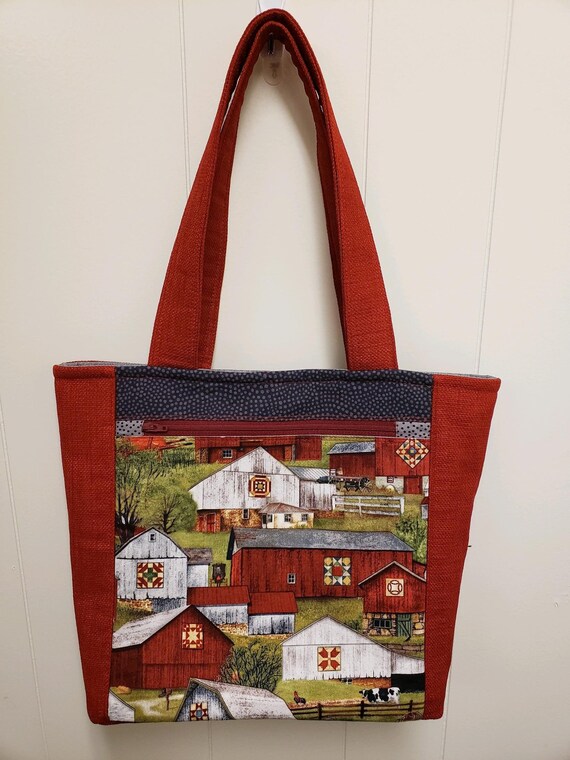 Red Barns Hand Bag Etsy