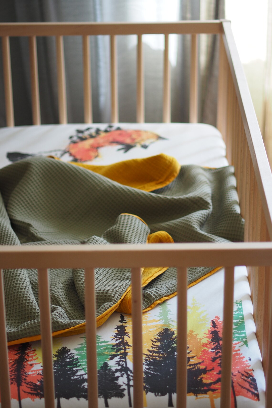 Olive Green Baby Crib Bedding Autumn Forest Crib Bedding Etsy