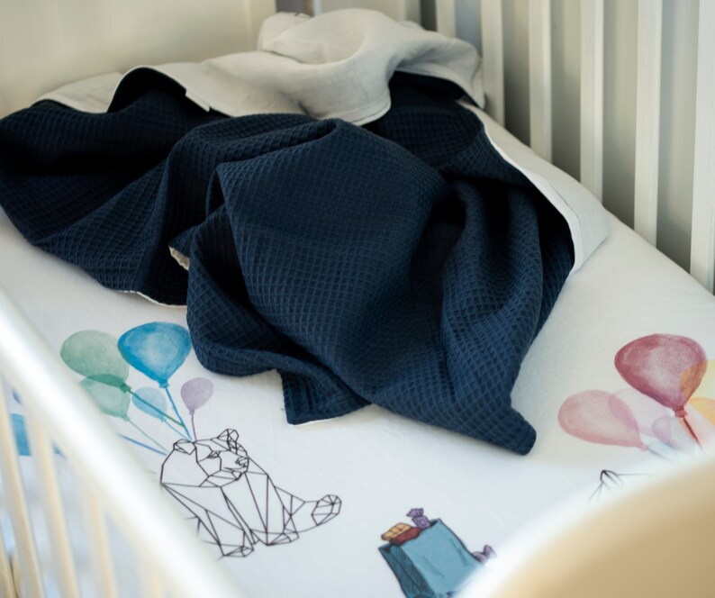 Dunkelblaue Baby Krippendecke Marineblaue Waffel weben | Etsy