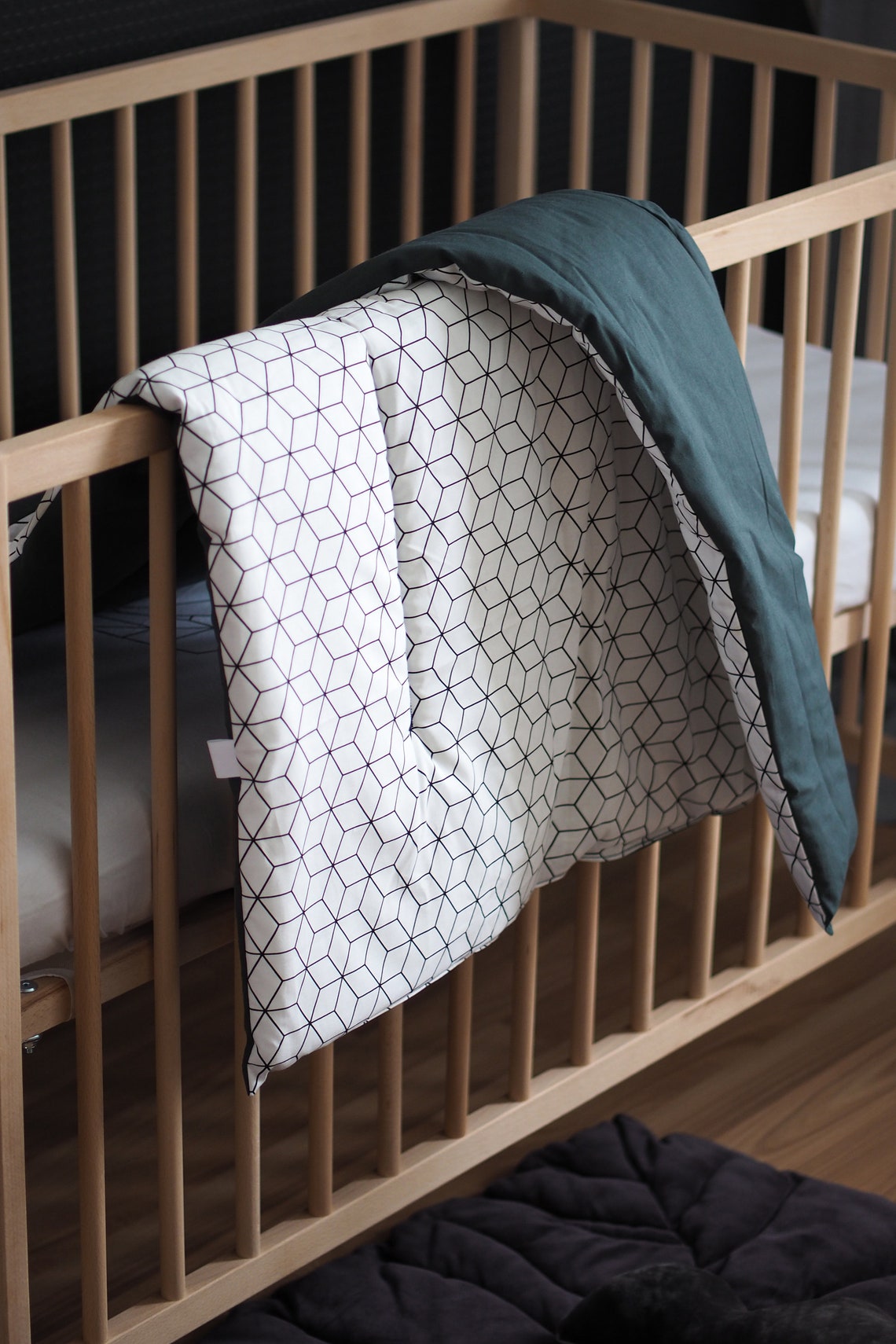 Dark green baby crib bedding set Quilted baby blanket and Etsy