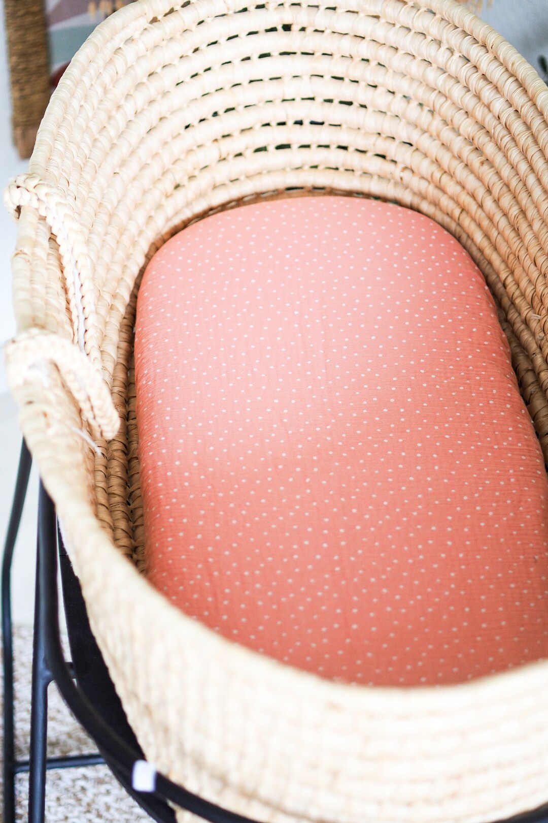 Moses Basket Polka Dot Muslin Sheets Oval Fitted Baby Sheet Etsy