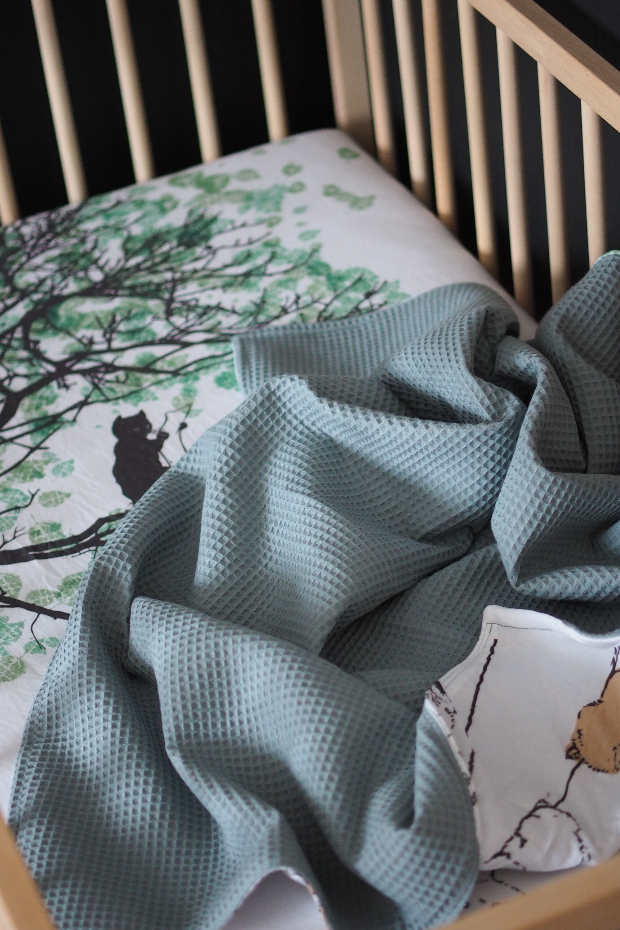 Sage green baby crib bedding set with animal print Woodland Etsy
