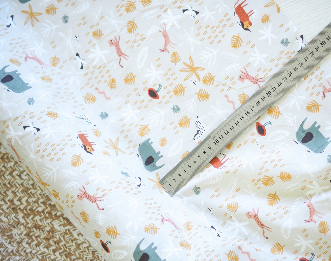 Safari Animal Fabric Baby Jungle Cotton Fabric Quilting Etsy