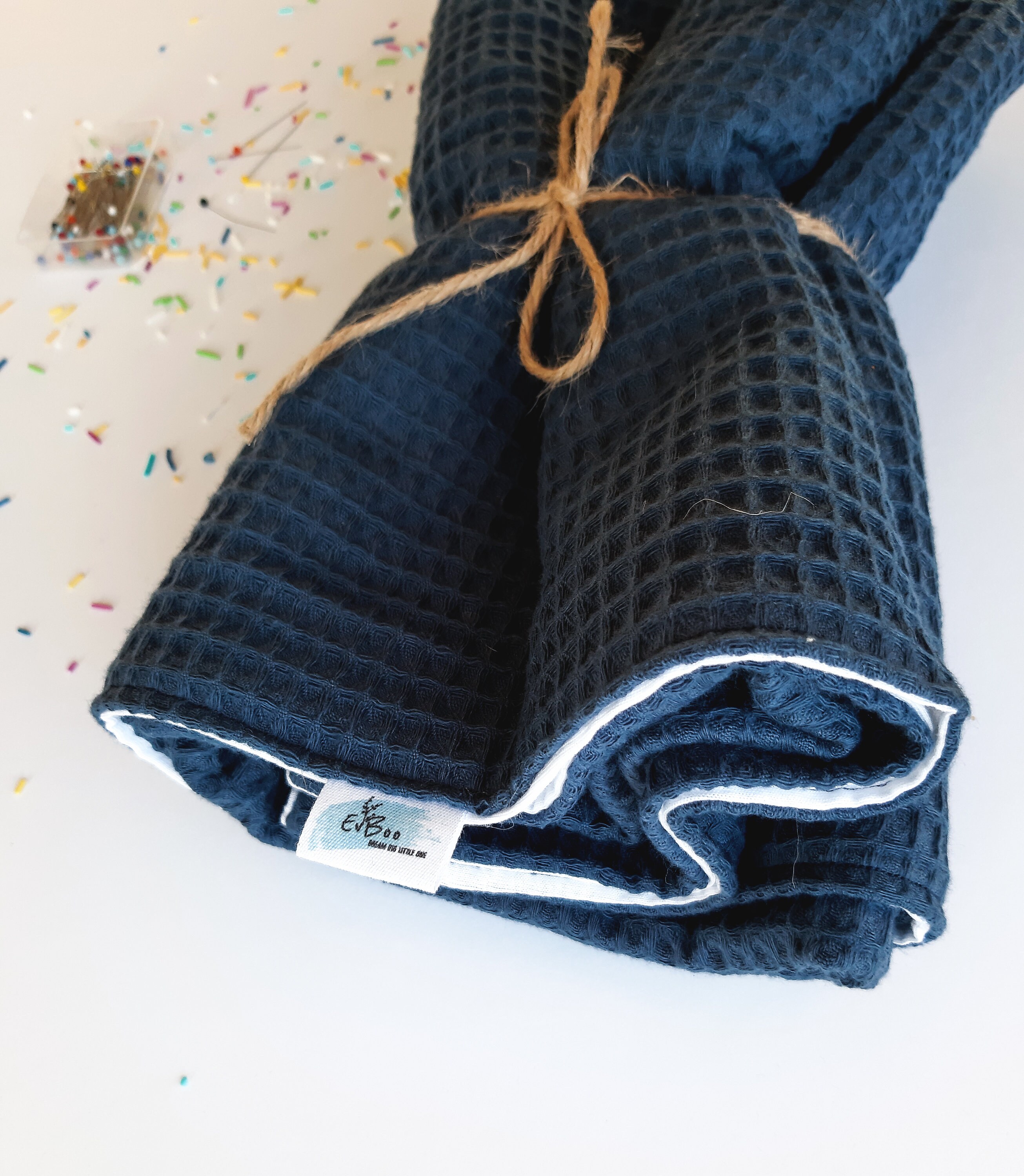 Dunkelblaue Baby Krippendecke Marineblaue Waffel weben | Etsy