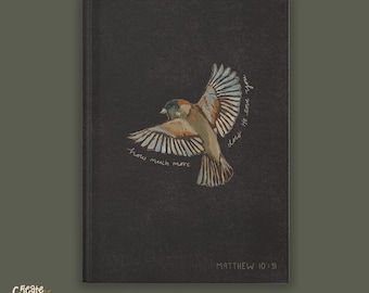 Matthew 10:31 Journal | More than the Sparrows | Sparrow Art | Christian Notebook | Prayer Journal