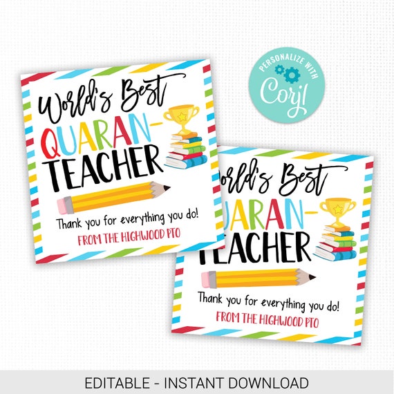 Virtual Teacher Appreciation Week Gift Tag Social Distance | Etsy