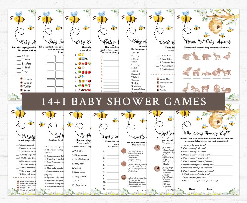 Honey Bee Baby Shower Games Floral Honey Bee Baby Shower Etsy