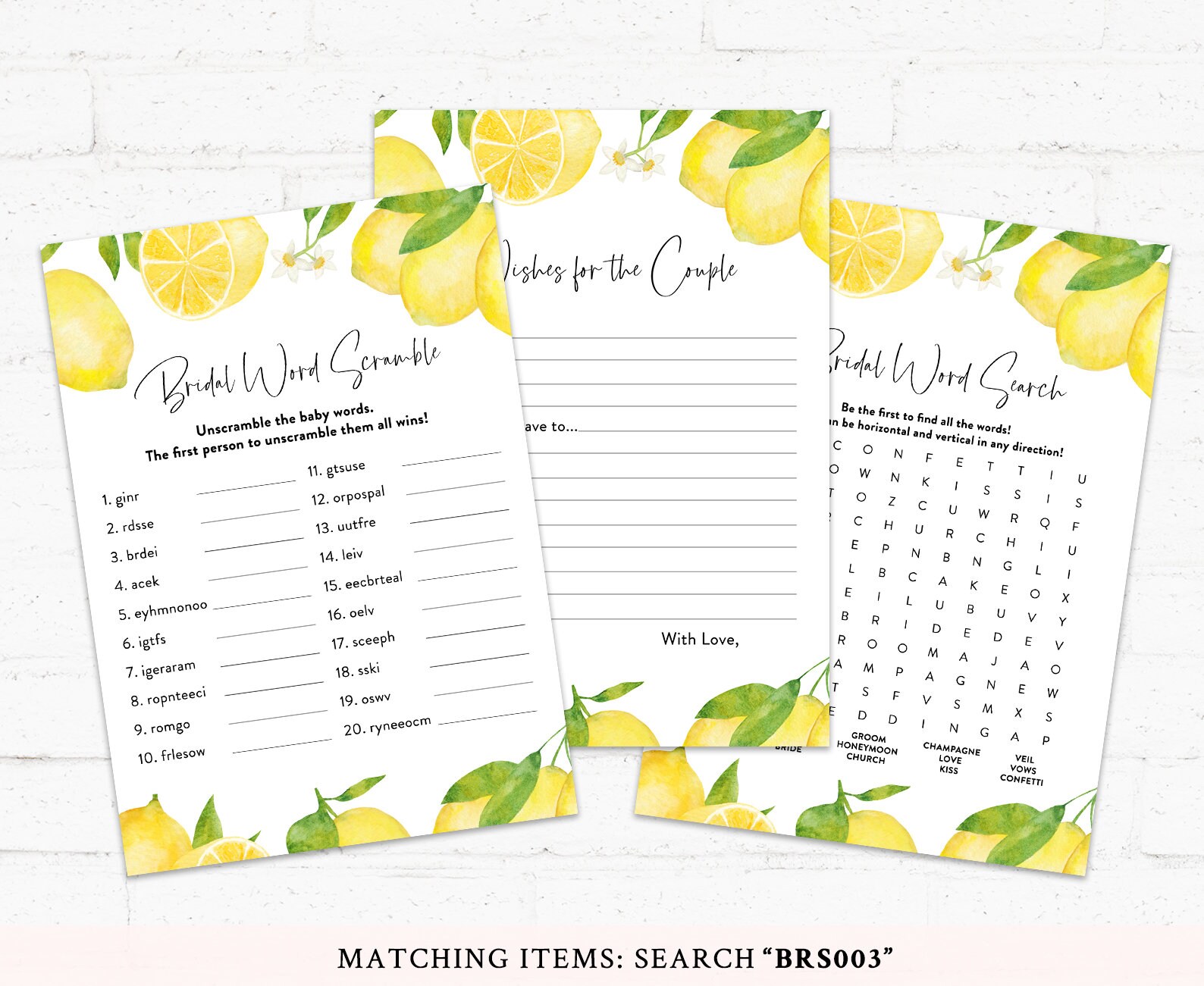 Lemon Bridal Shower Games Main Squeeze Bridal Shower Game Etsy