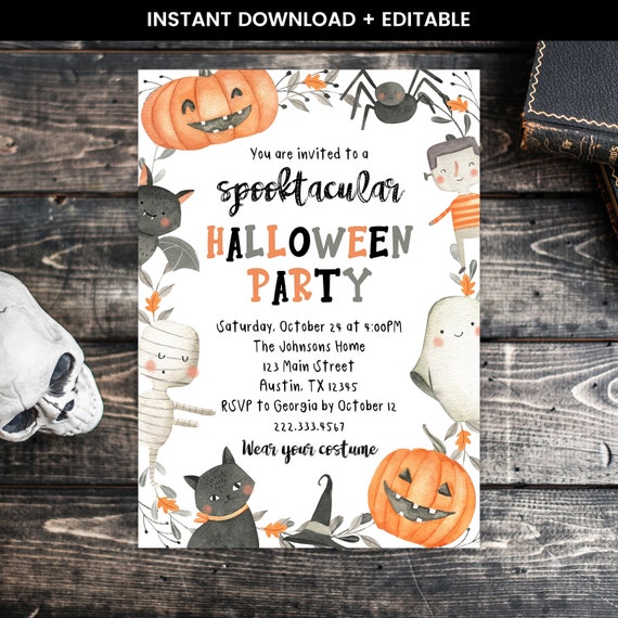 Editable Halloween Party Invitation Halloween Party Invite | Etsy