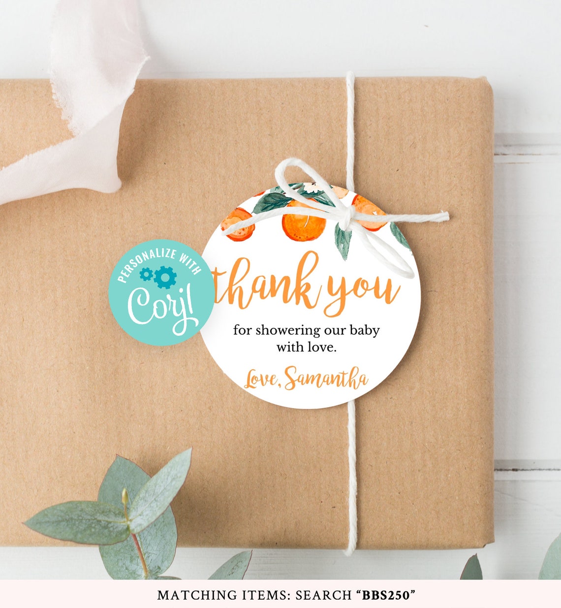 Little Cutie Round Favor Tags Baby Shower Orange Baby Shower Etsy