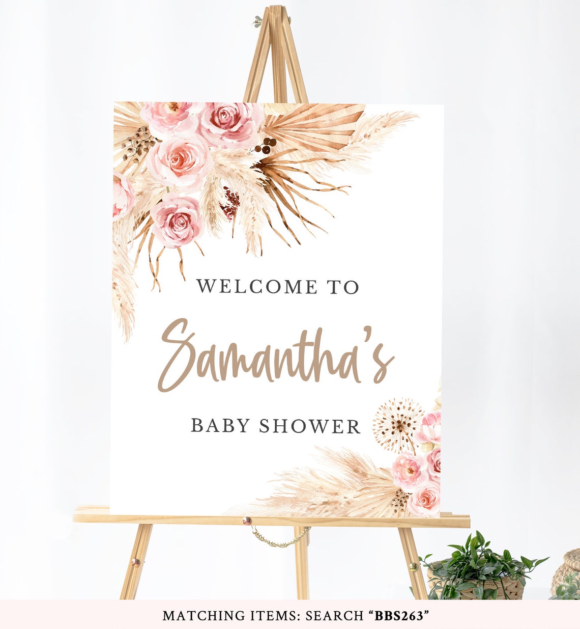 Pampas Grass Sign Baby Shower Pink Floral Bohemian Etsy