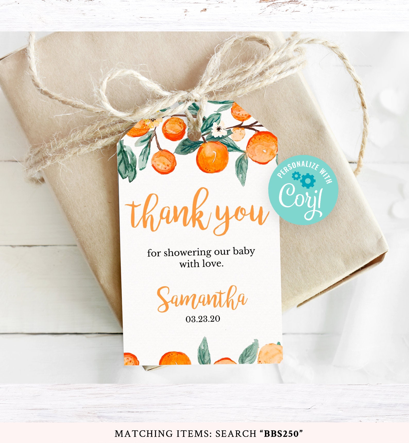 Little Cutie Favor Tags Baby Shower Orange Baby Shower Thank Etsy