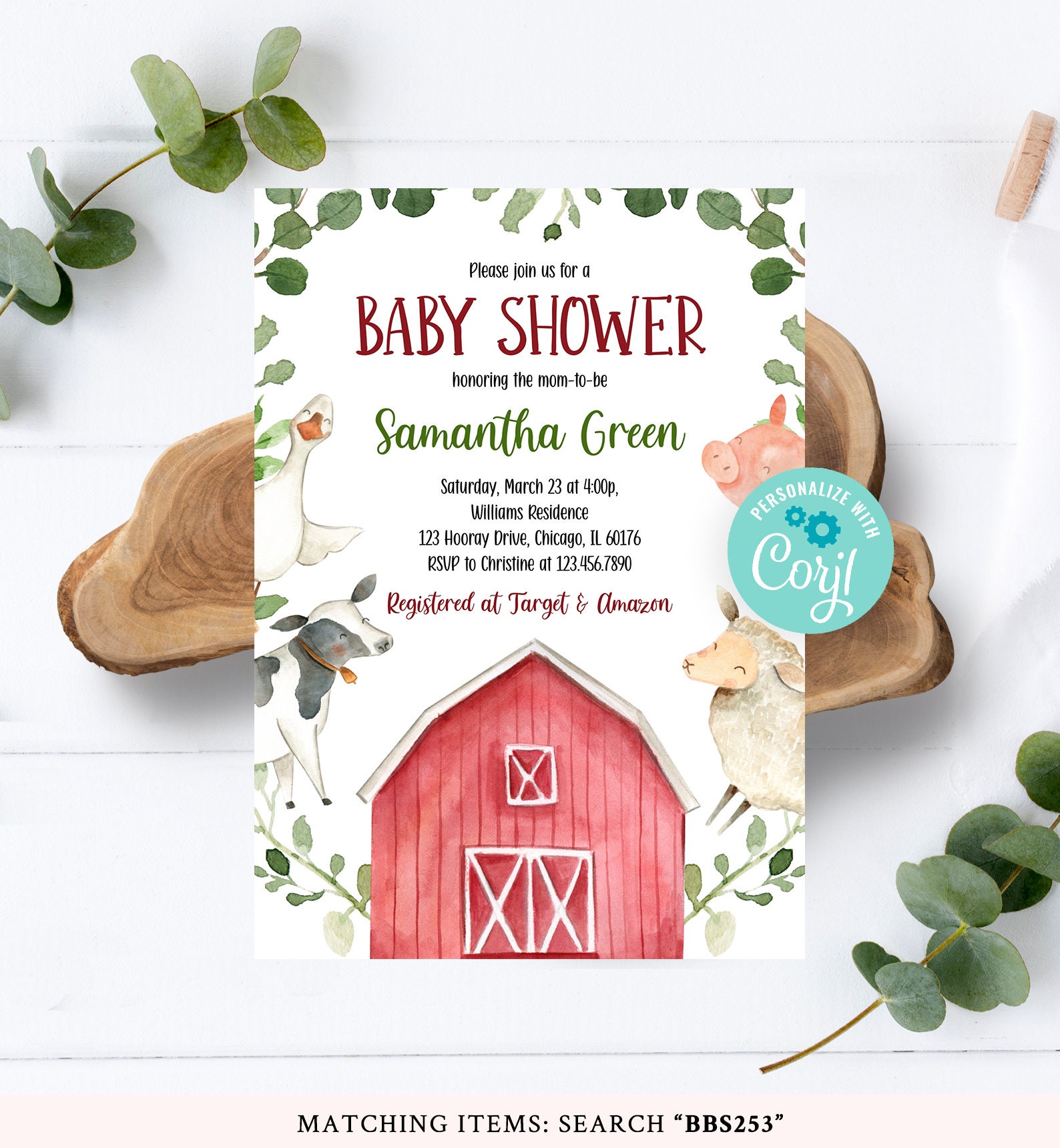 Editable Farm Baby Shower Invitation Barnyard Baby Shower Etsy