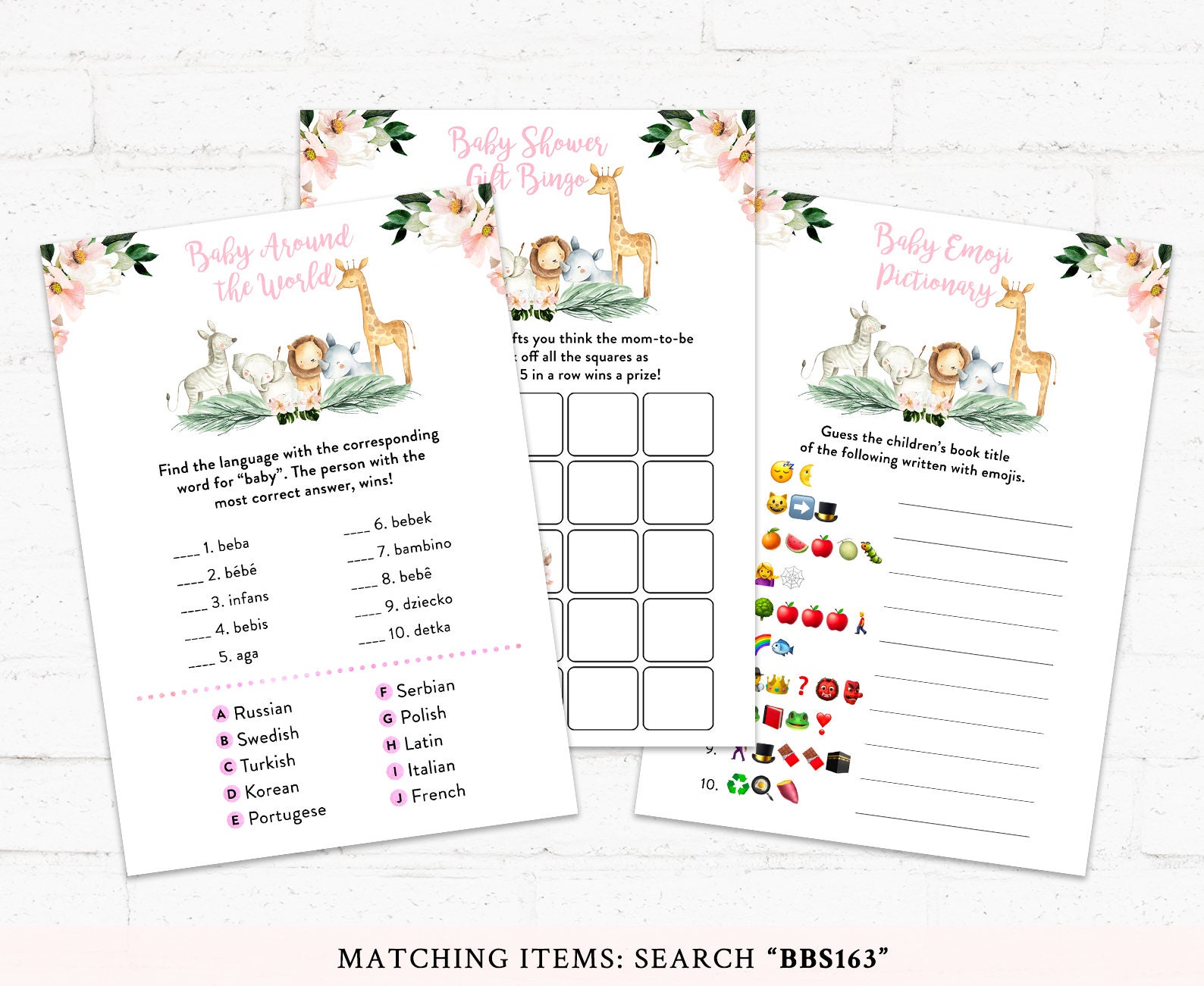 Safari Girl Baby Shower Games Floral Safari Jungle Baby Etsy