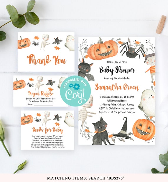 Editable Halloween Baby Shower Invitation Pack Halloween Baby | Etsy