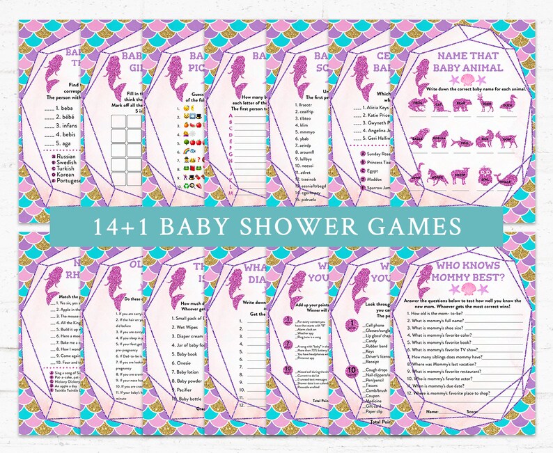 Mermaid Baby Shower Games Under The Sea Baby Shower Etsy Ireland