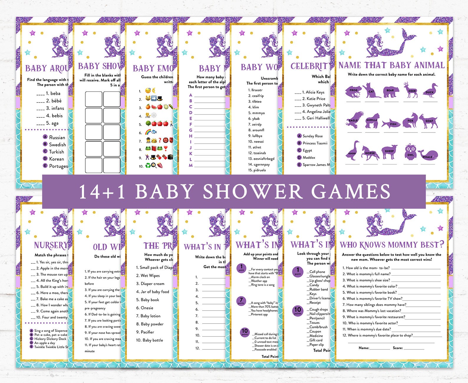 Mermaid Baby Shower Games Under The Sea Baby Shower Etsy