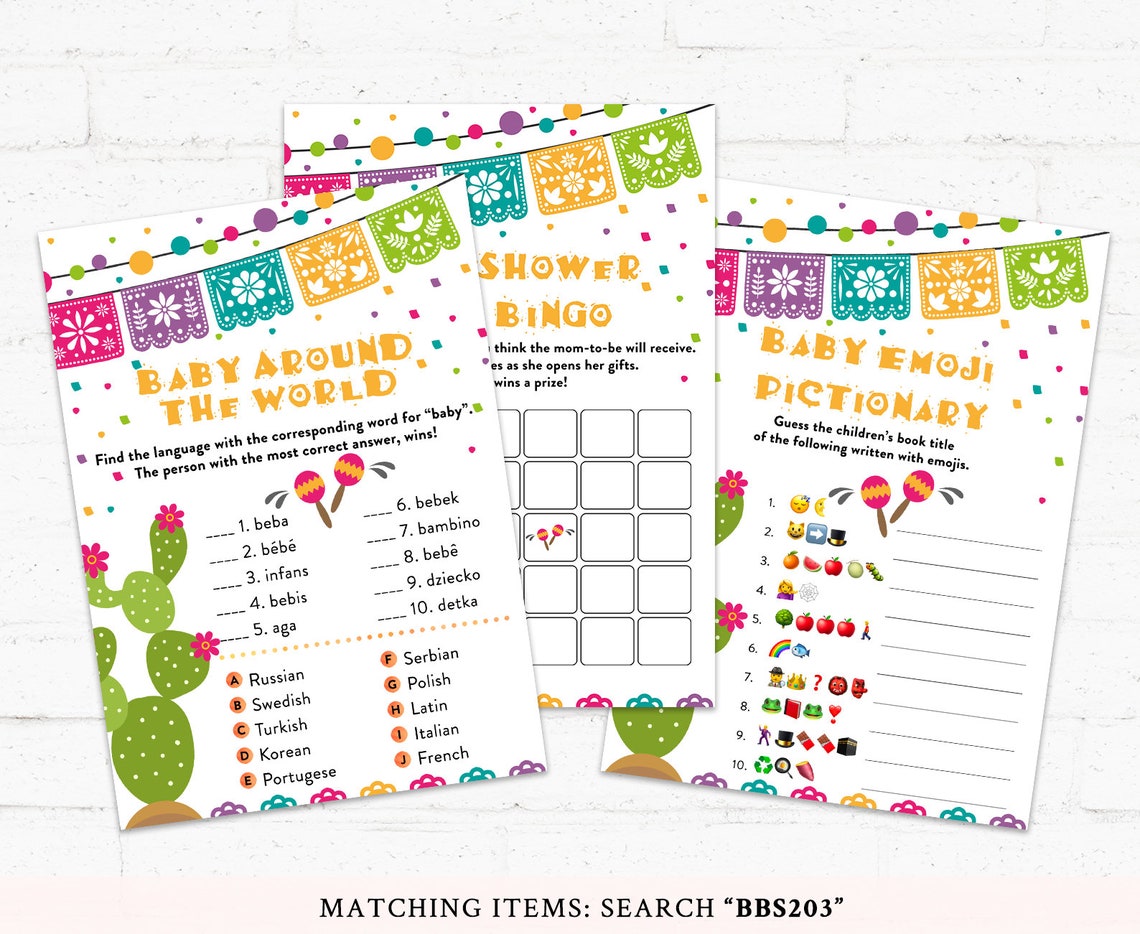 Fiesta Baby Shower Games Mexican Baby Shower Activities Etsy
