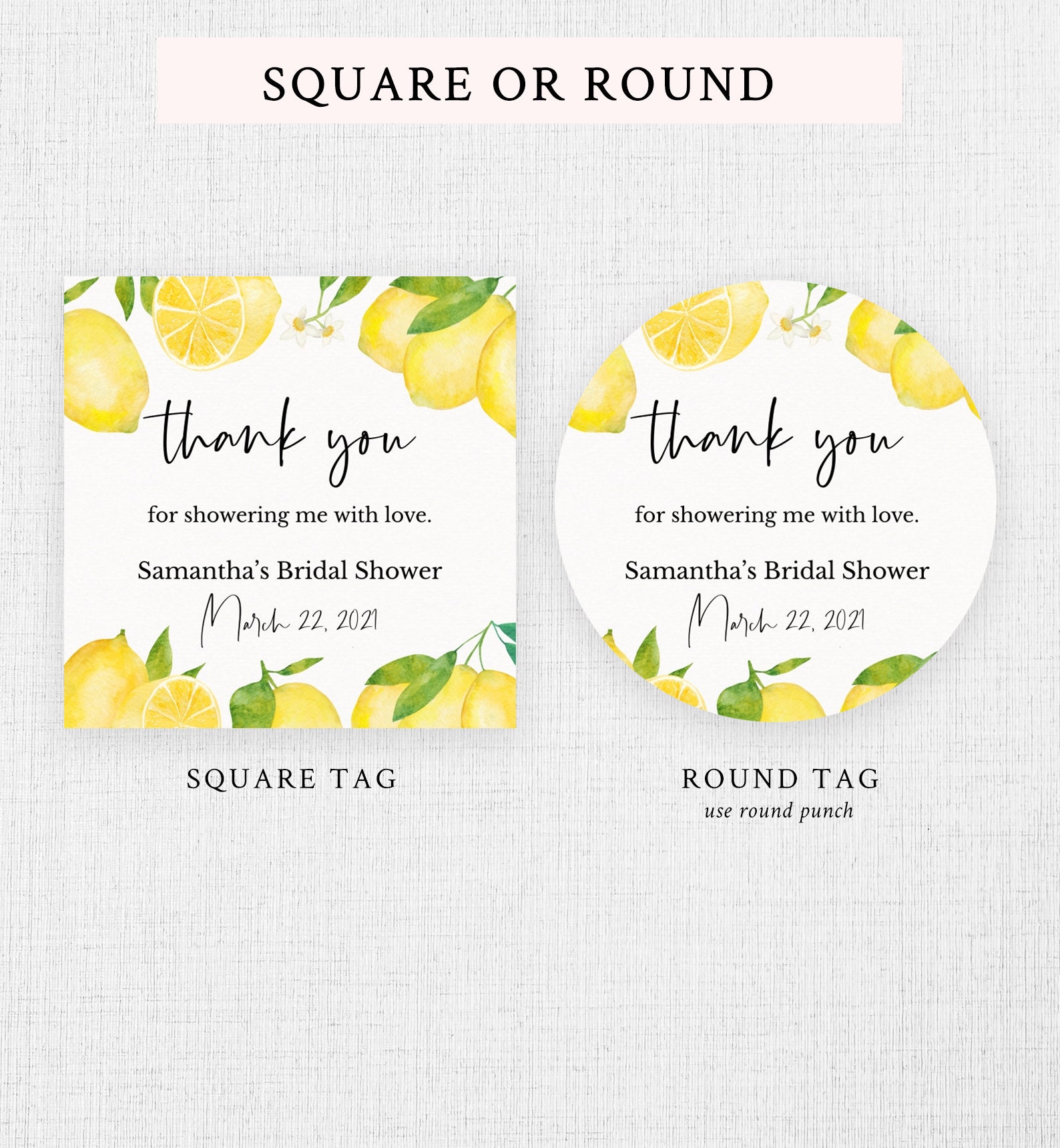 Editable Lemon Favor Tag Bridal Shower Thank You Tag Lemon Etsy