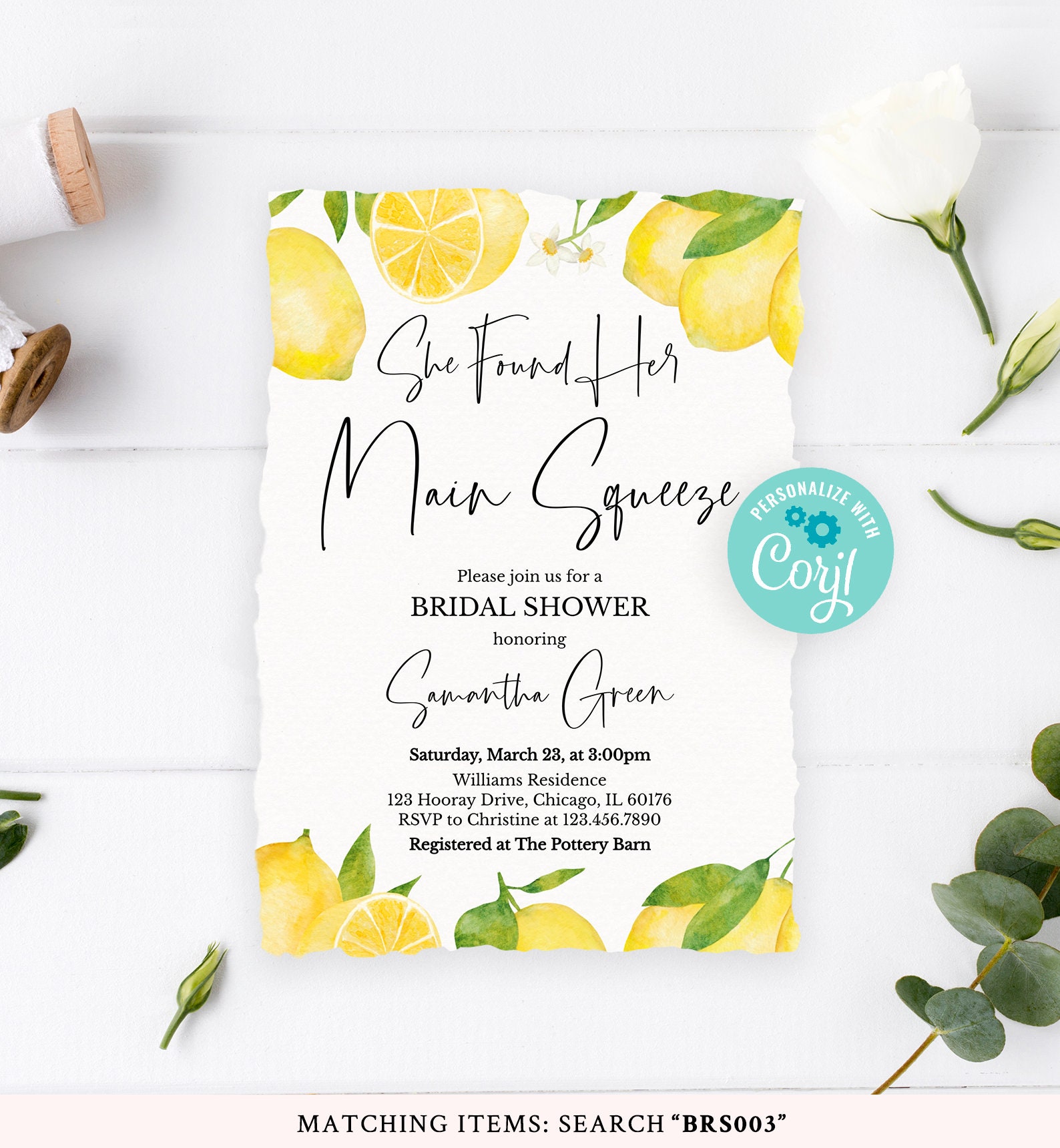 Editable Lemon Bridal Shower Invitation Main Squeeze Bridal Etsy