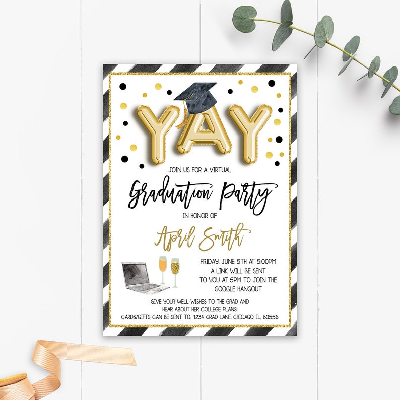 Virtual Graduation Party Invitation Virtual High School Etsy